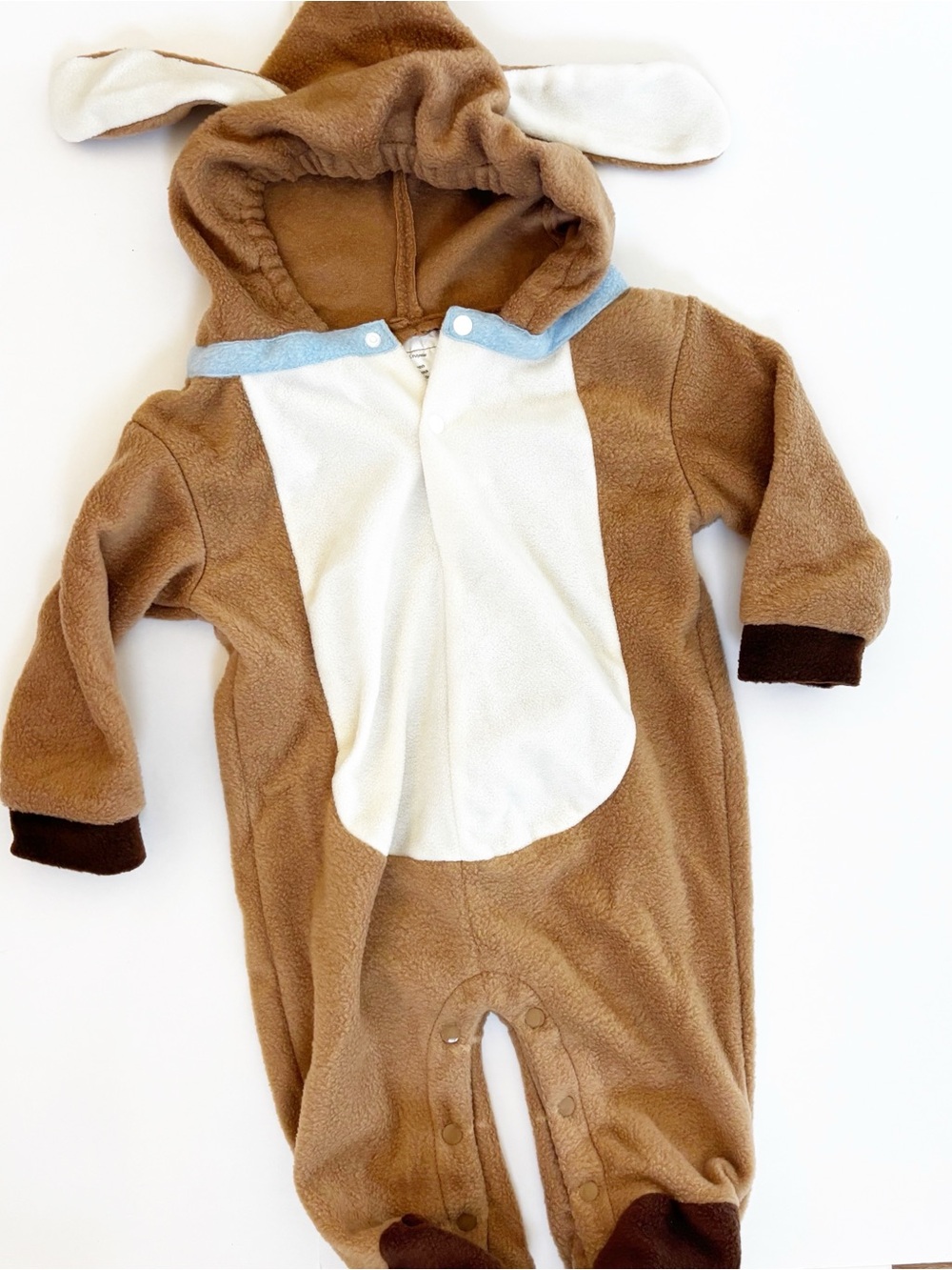 Size 6M Brown White Puppy Dog Halloween Costume Full Hooded Onepiece Outfit